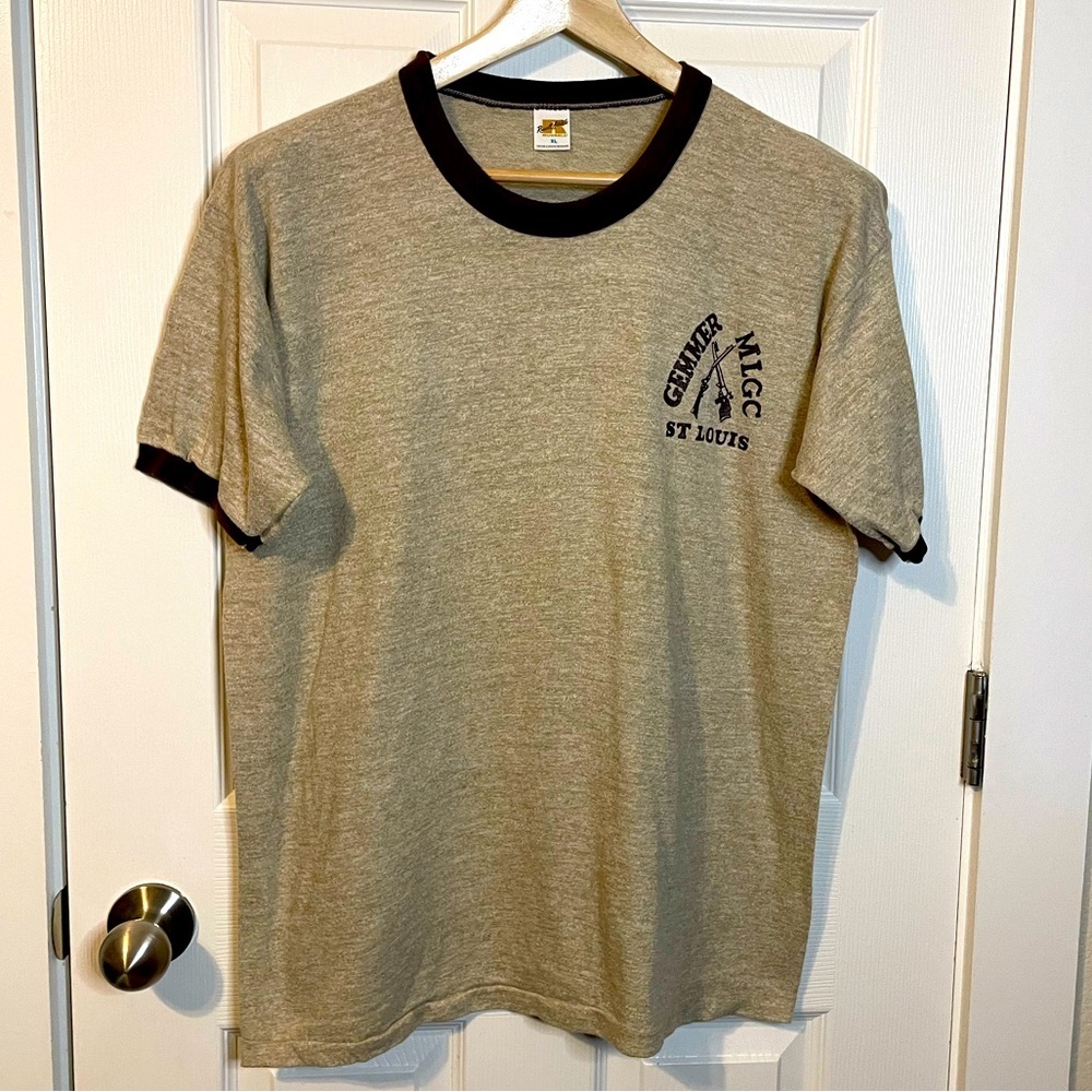 VTG Russell Athletic brown/tan ringer tee Gemmer MLGC St Louis sz XL